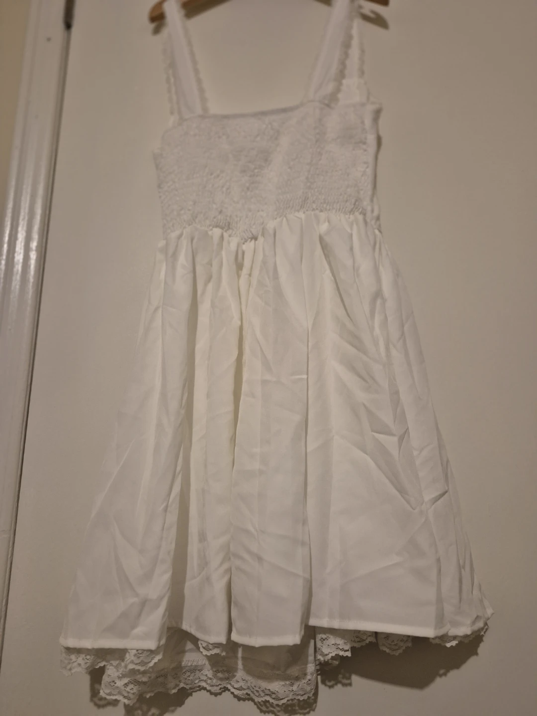 White Mini Dress with Lace Trim - photo 3