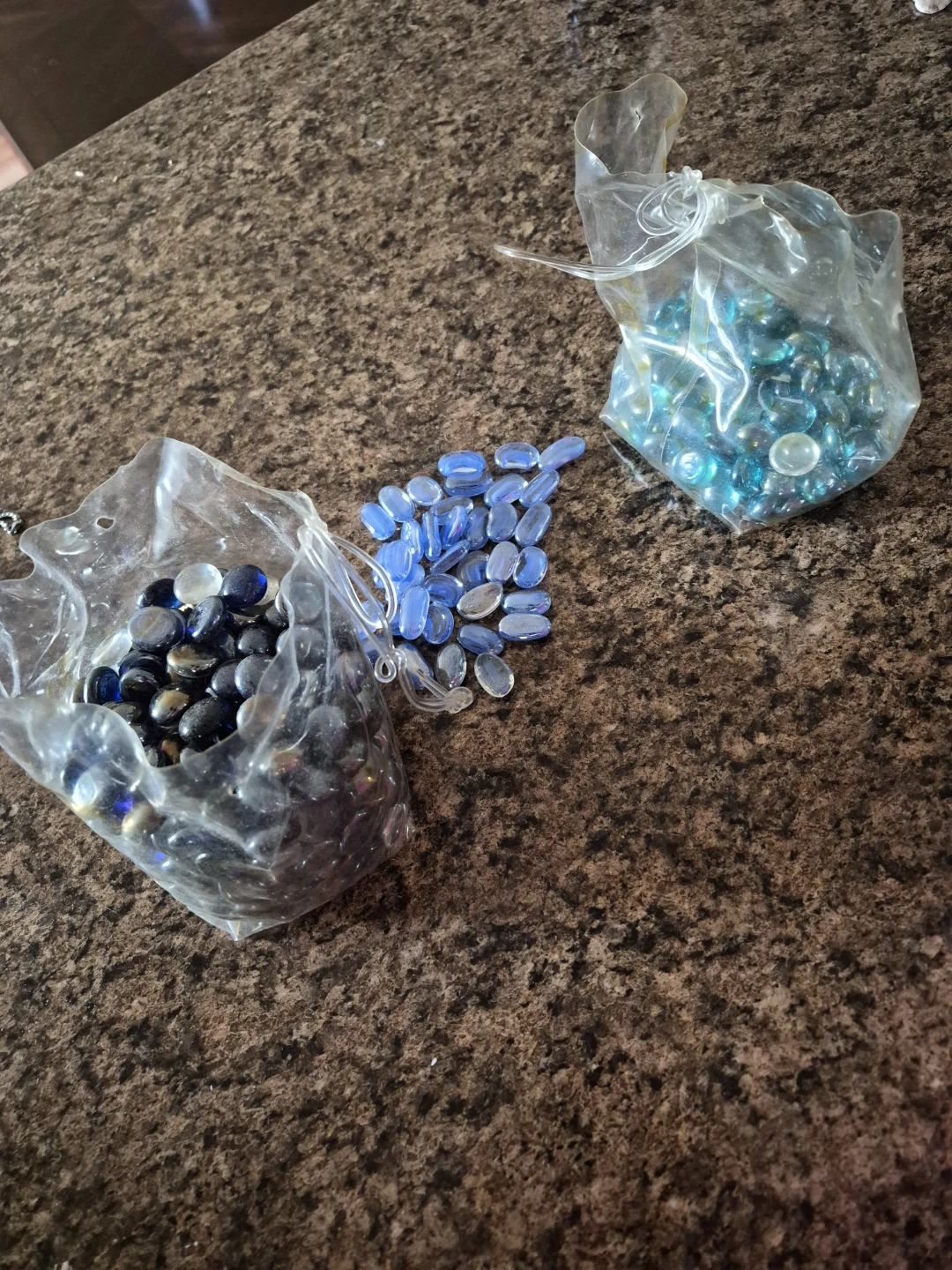 Decorative Glass Gems - Blue, Teal, and Dark Purple/Clear Mix
