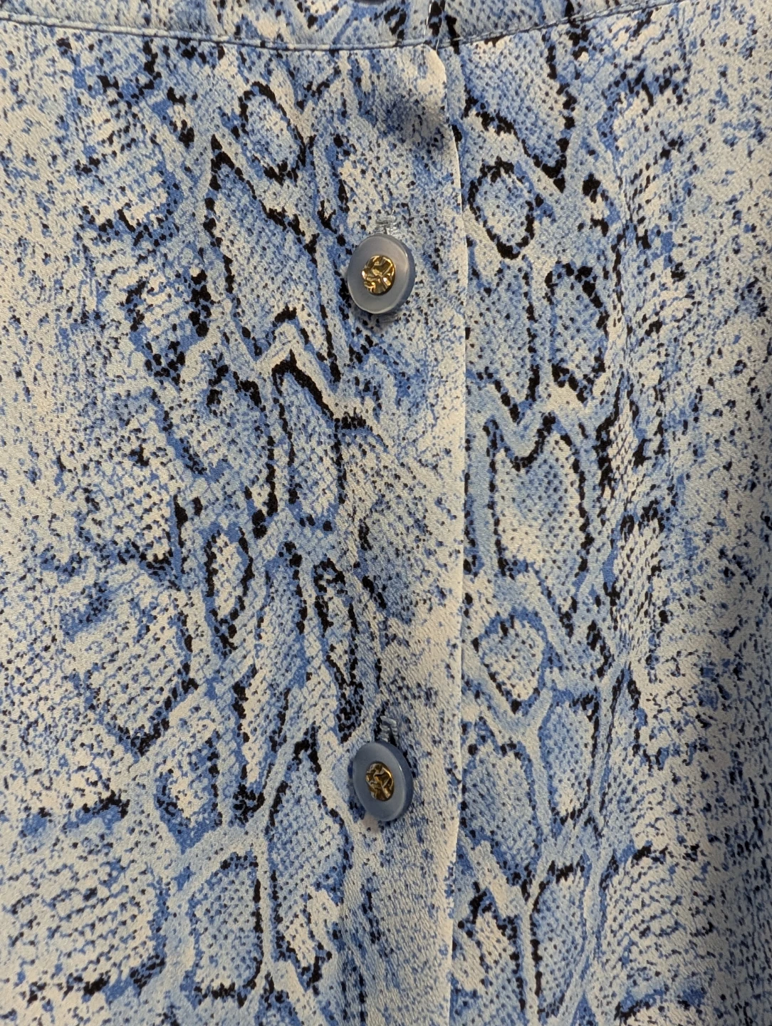 Blue Snake Print Button Front Midi Skirt - photo 3