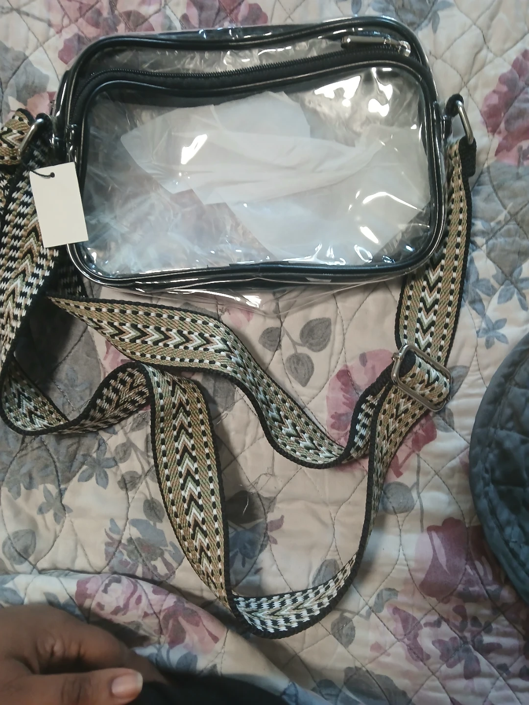 Clear Crossbody Bag with Woven Strap