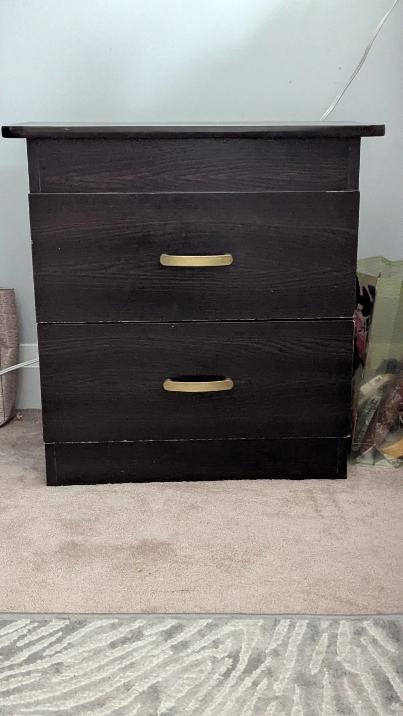 Dark Brown 2-Drawer Nightstand