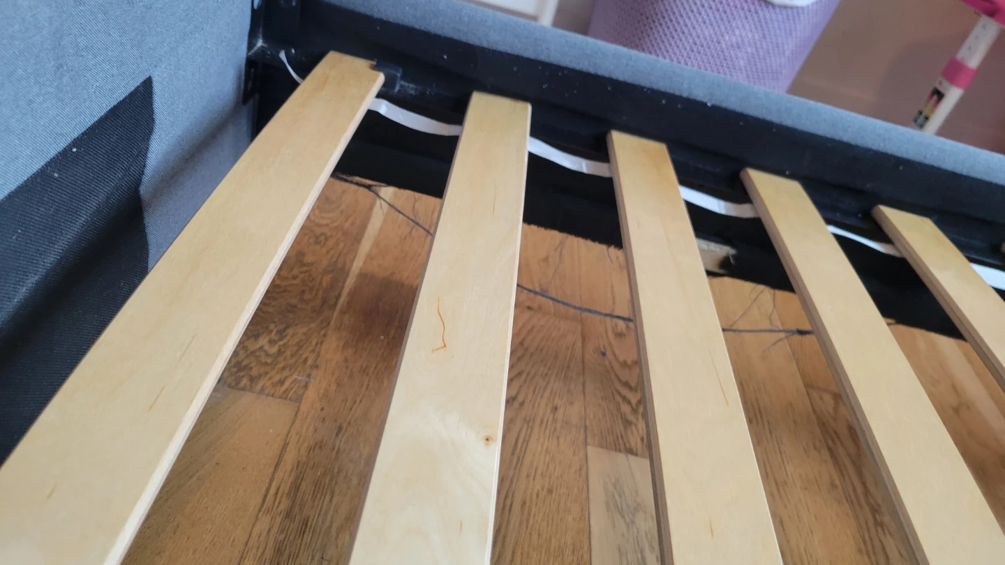 Grey Upholstered Bed Frame with Slats - photo 5