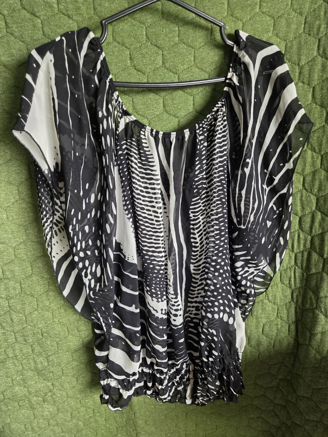 XXI Black & White Patterned Sheer Blouse - photo 2