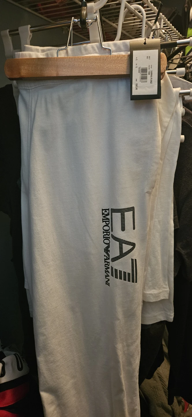 New Emporio Armani EA7 White Sweatpants - Large