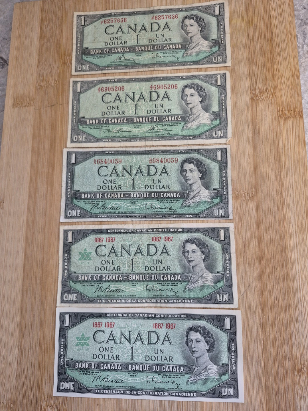 Canada One Dollar Banknotes (Set of 5)