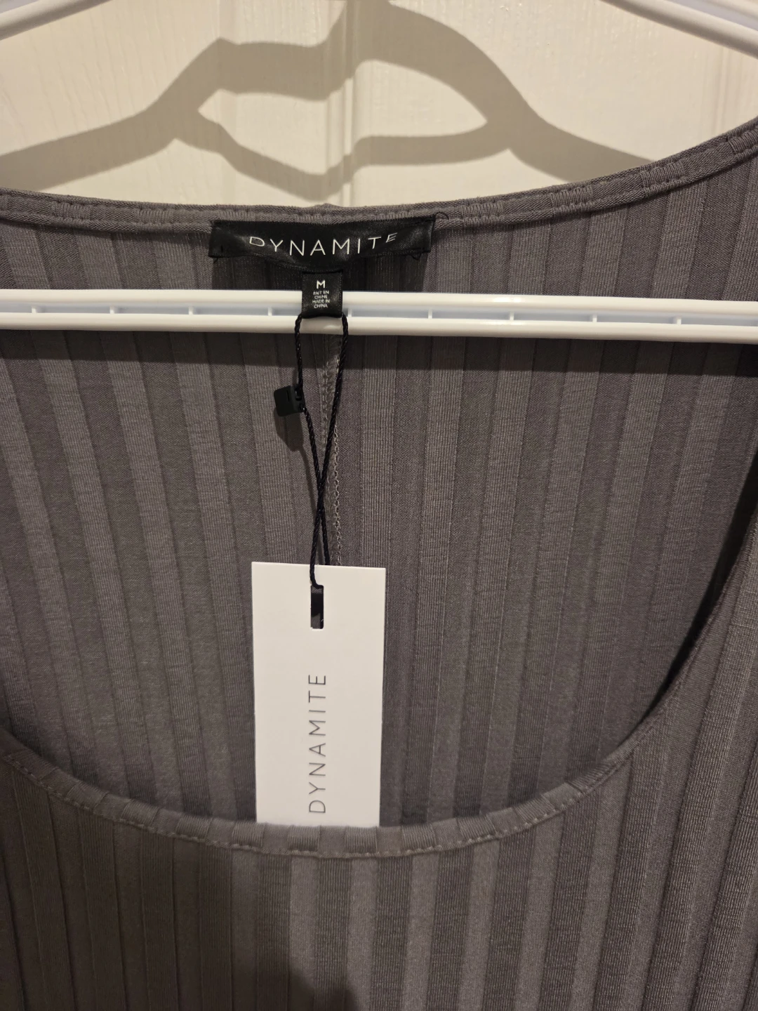 Dynamite Grey Ribbed Long Sleeve Midi Dress - Size M - photo 3