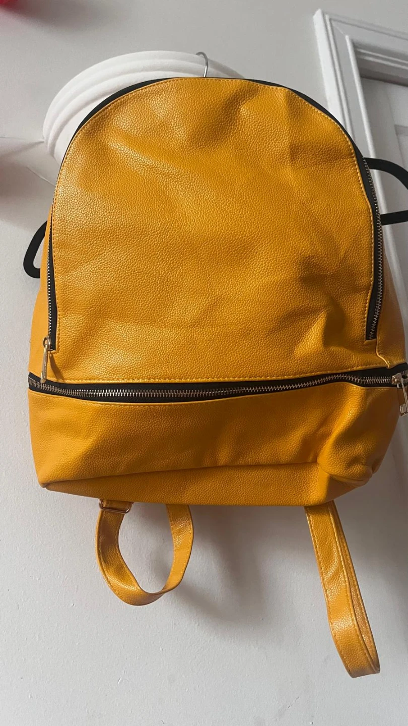 Yellow Faux Leather Backpack