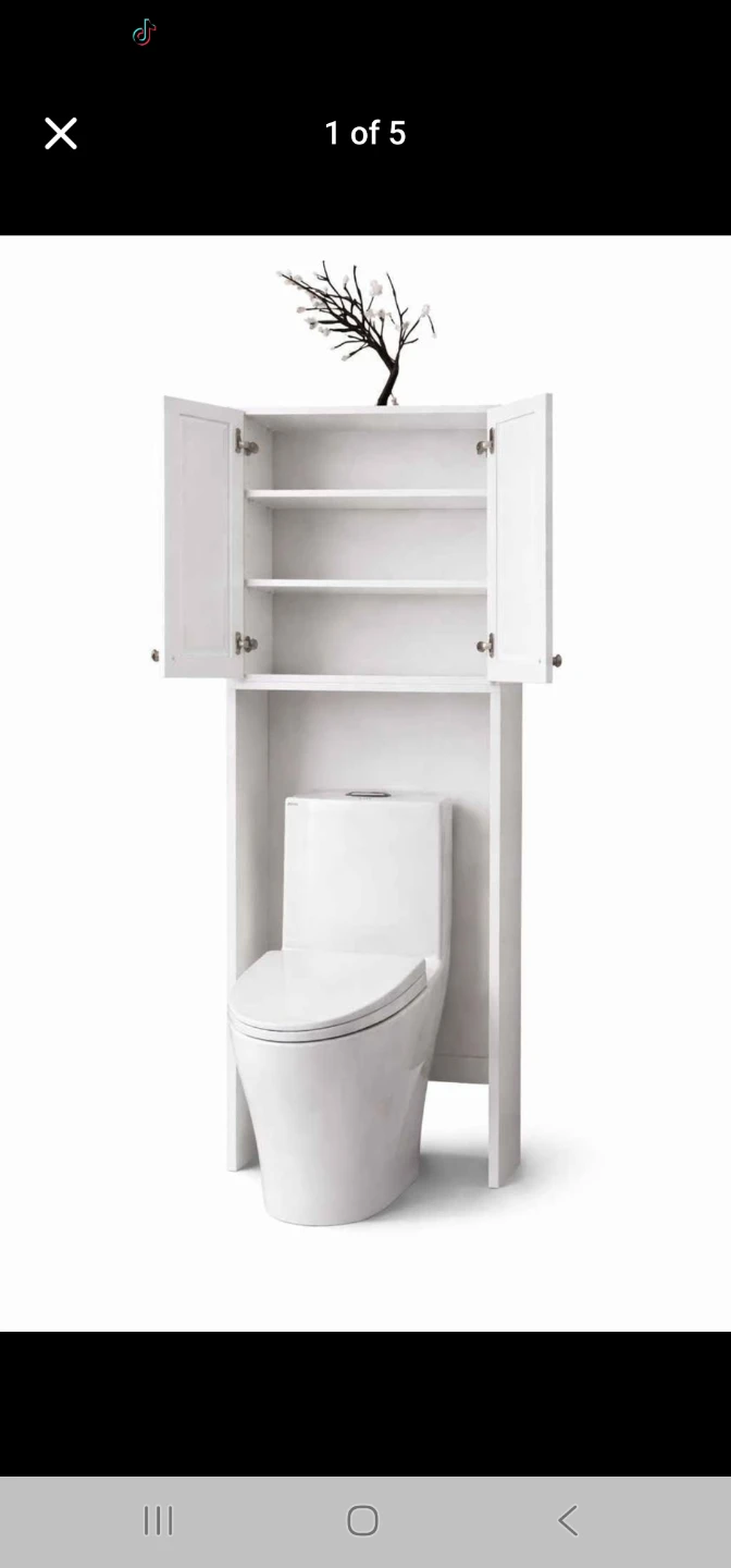 White Over-the-Toilet Storage Cabinet with Doors