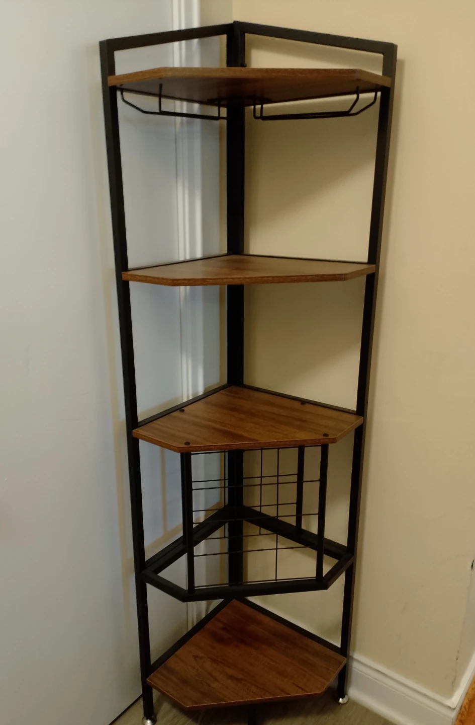 5-Tier Corner Shelf Unit - Wood Look