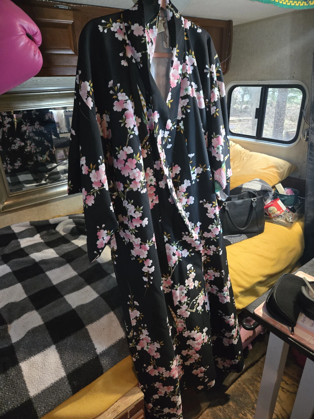 Black Floral Kimono Robe - photo 2