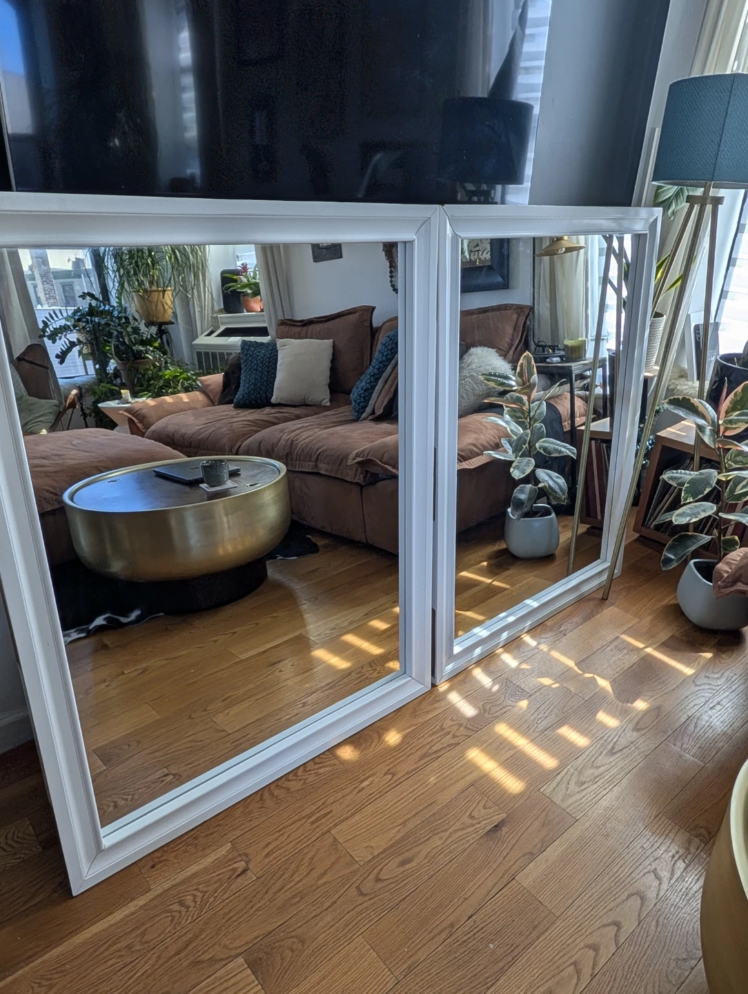 Huge white framed statement mirror (set of 2) - photo 3