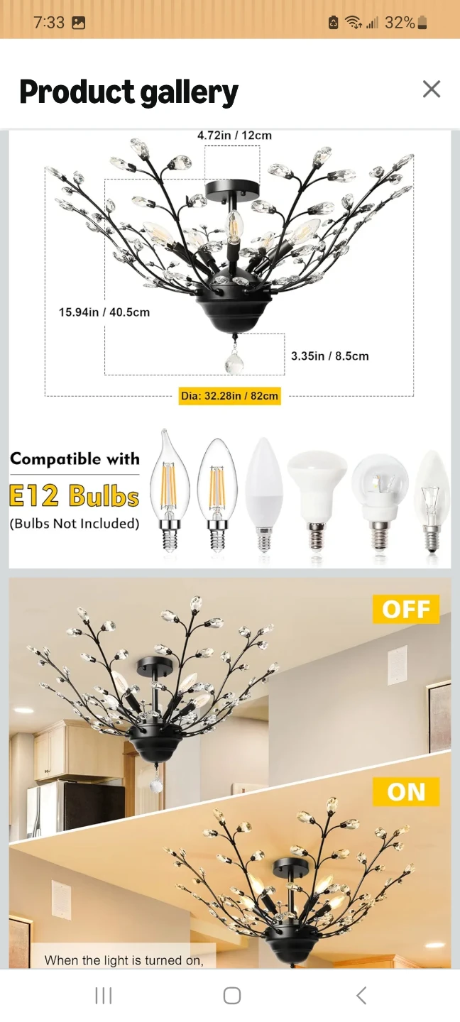 Unicozin 5 Lights Crystal Branch Chandelier - photo 2