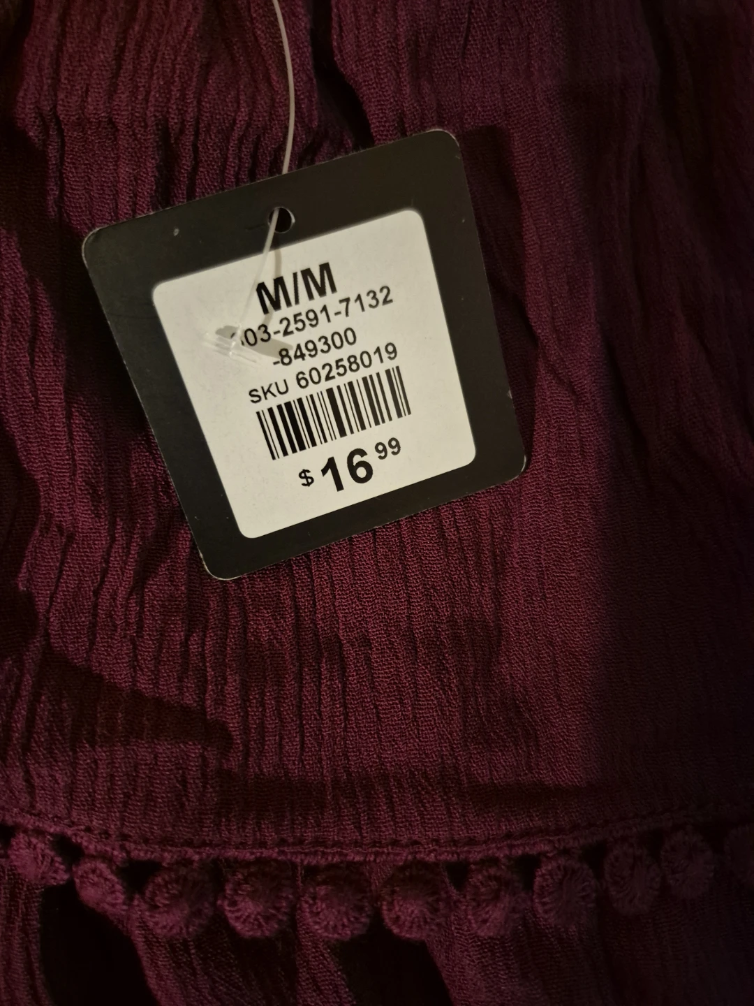 Maroon Off-the-Shoulder Cropped Blouse - Size M - photo 2