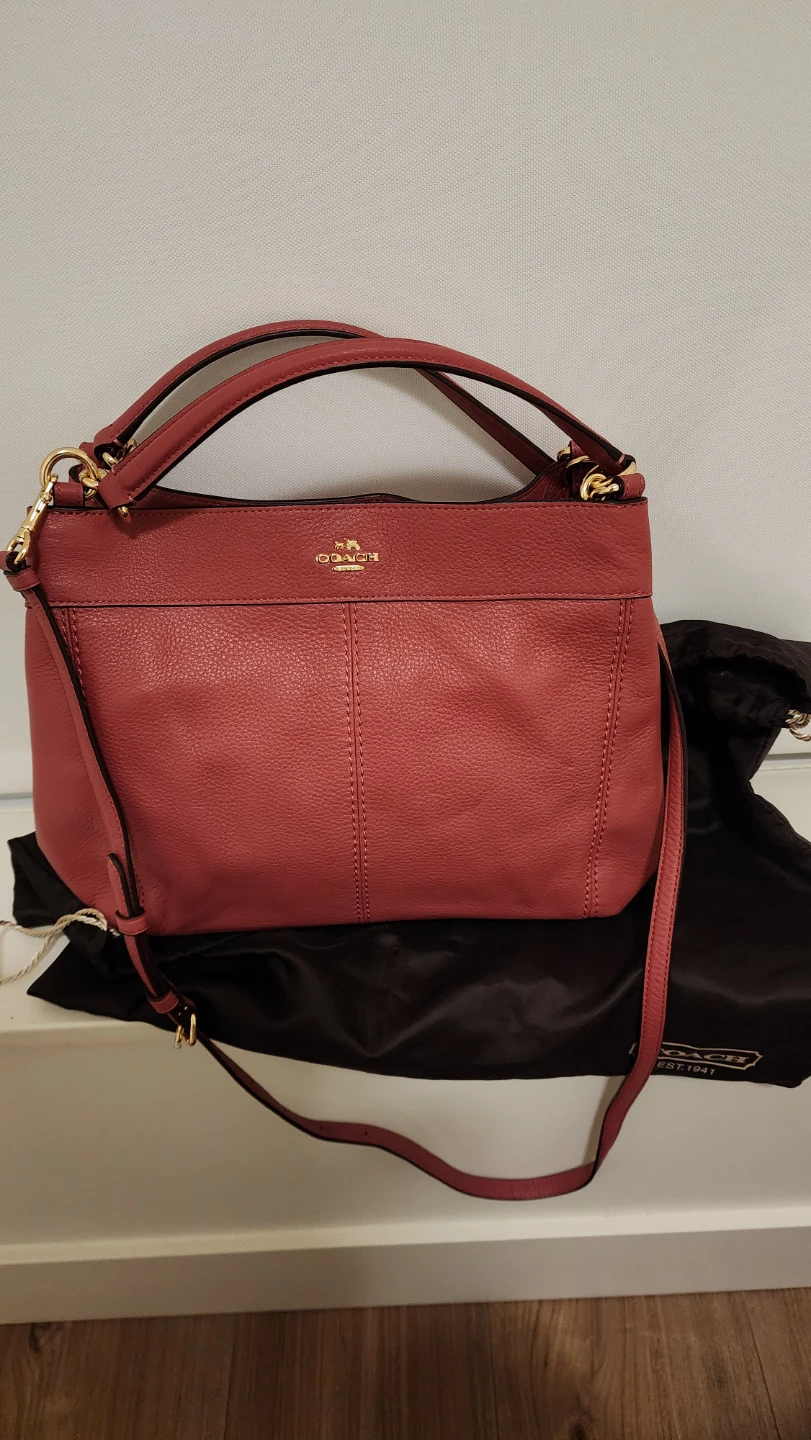 Coach Leather Shoulder Bag - Rose Red