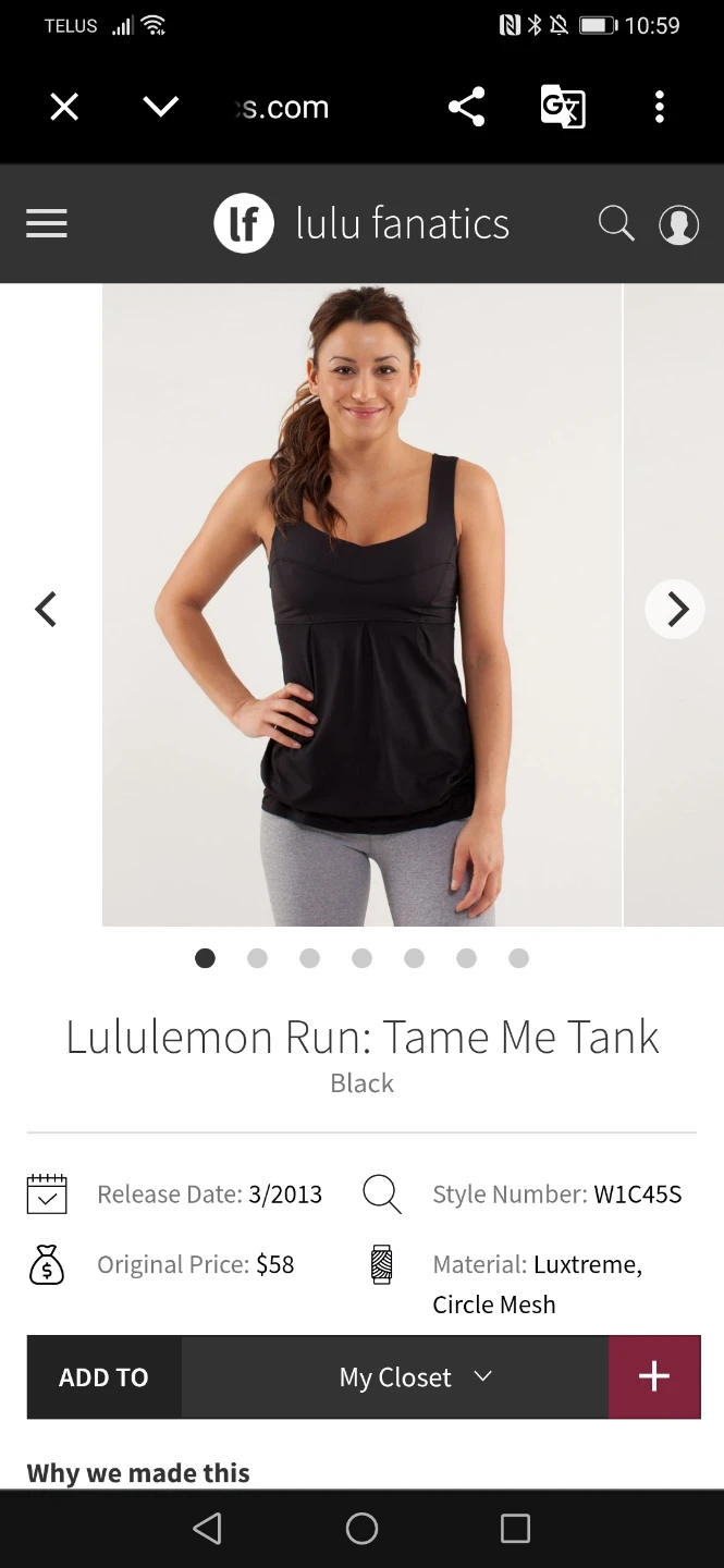 Lululemon Run Tame Me Tank Black s6