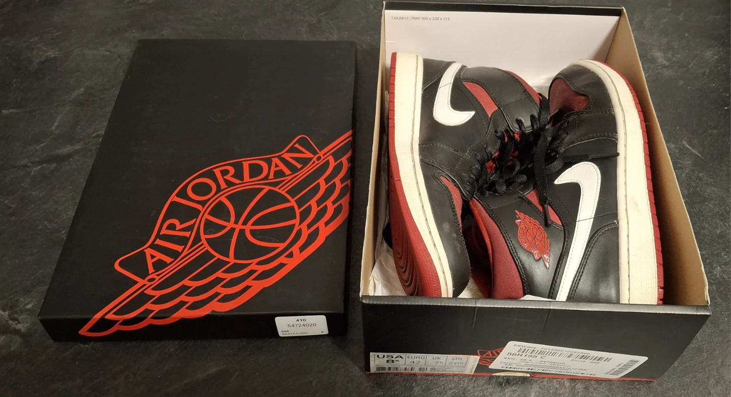 Air Jordan 1 Mid Black/Gym Red-White size 8.5 Sneakers