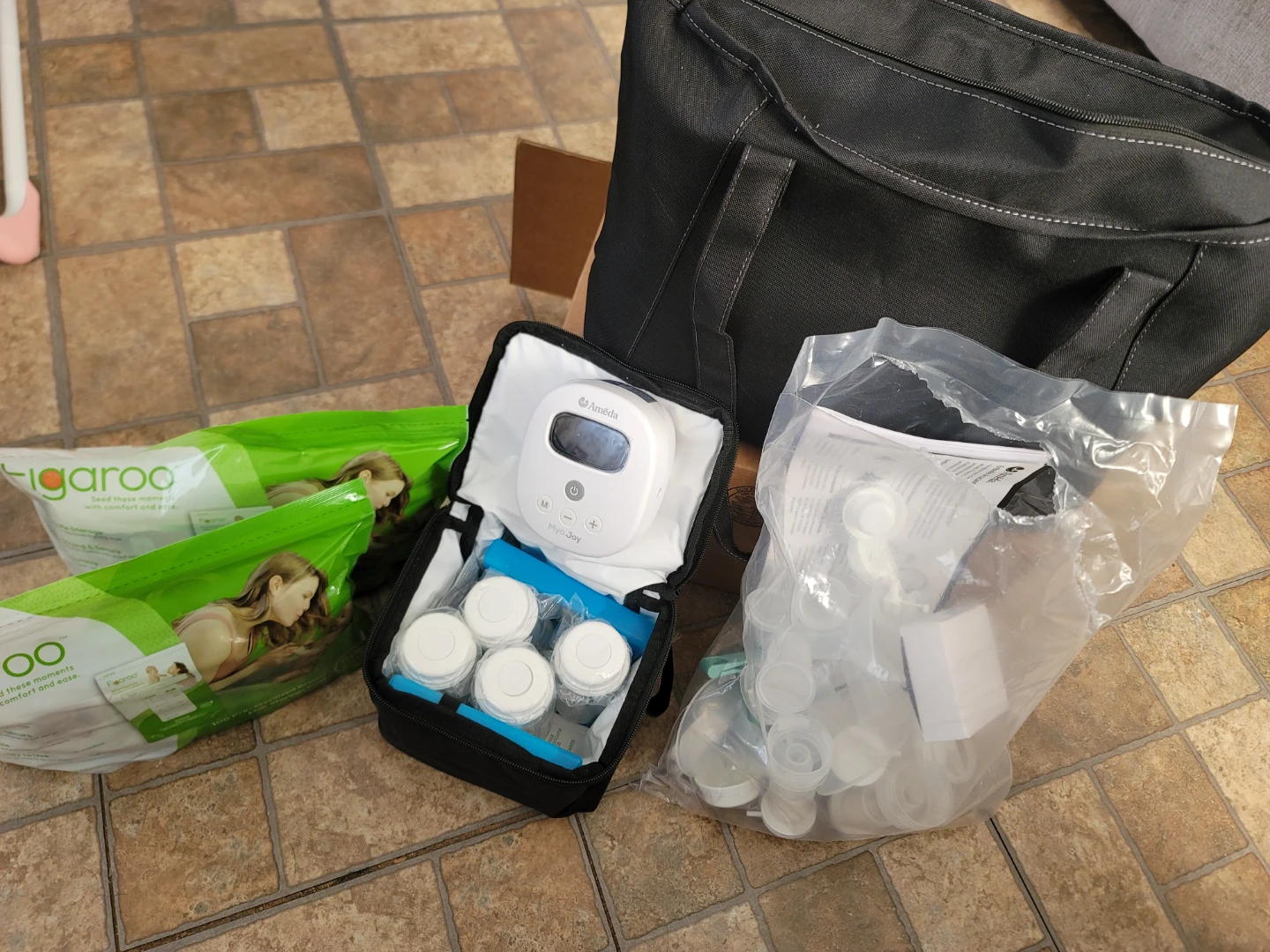 Ameda Mya Joy Double Electric Breast Pump with Tote & Storage