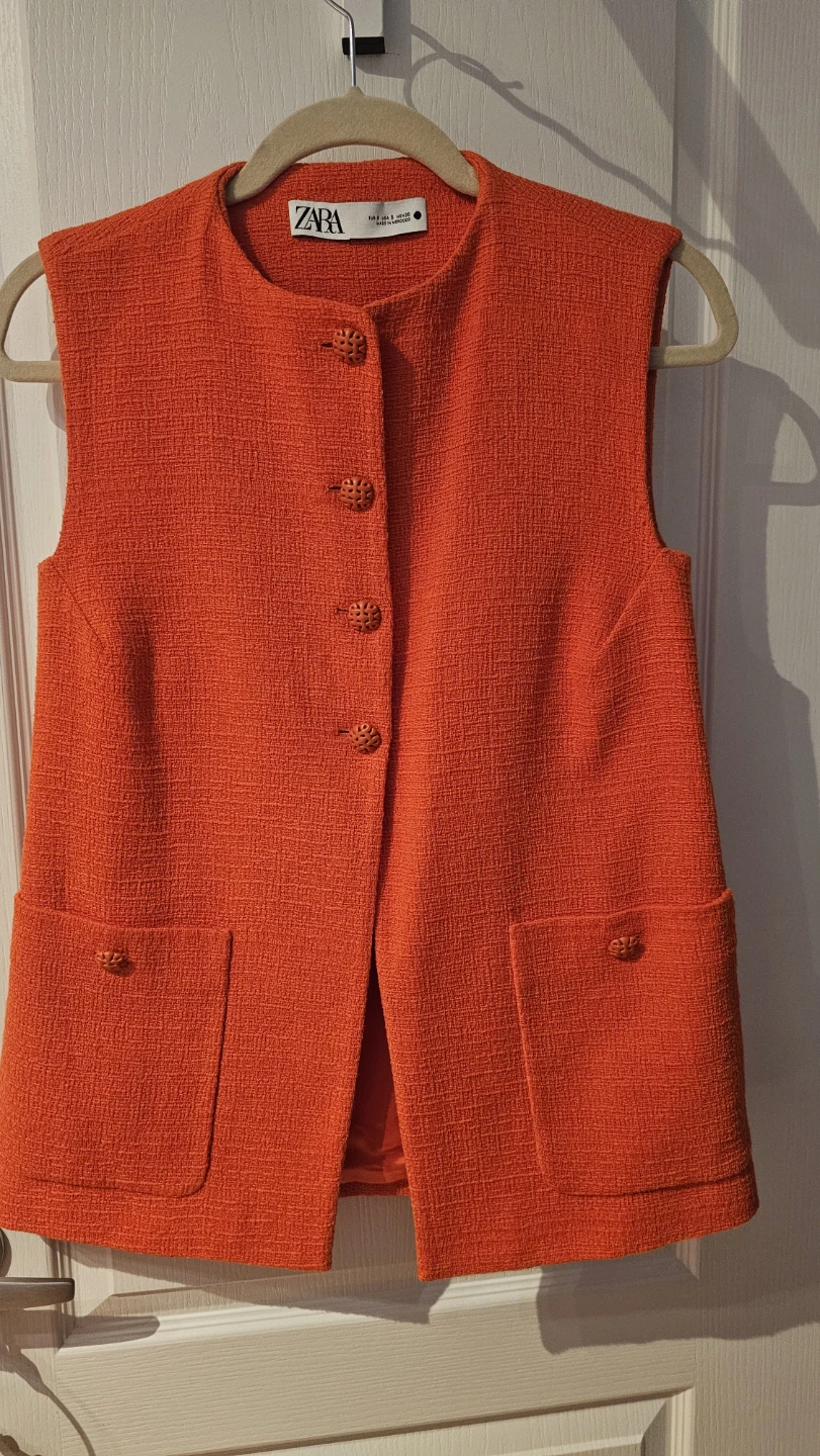 ZARA Orange Tweed Vest and Pants Set