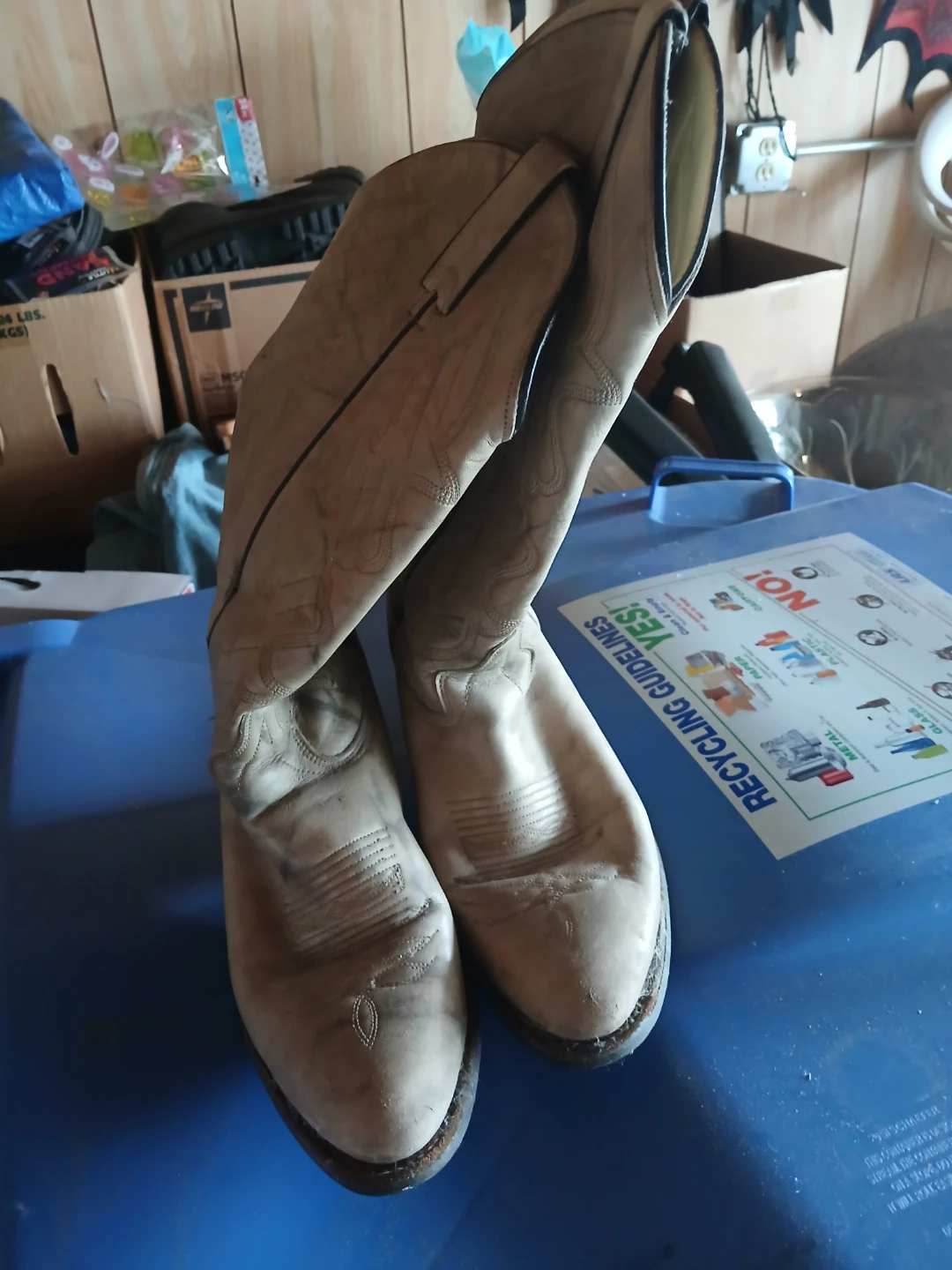 Gray Leather Cowboy Boots