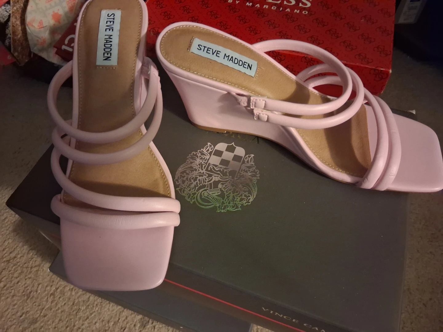 Steve Madden Pink and Black Wedge Sandals - photo 5