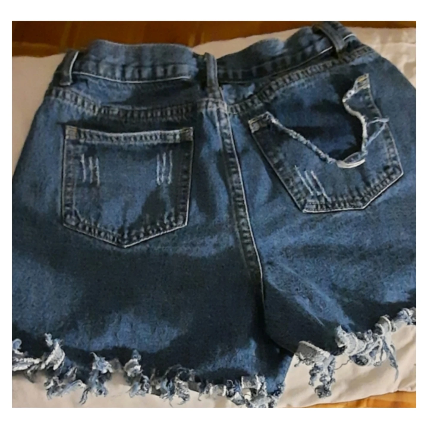 Blue Denim Distressed Cut-Off Shorts - photo 2