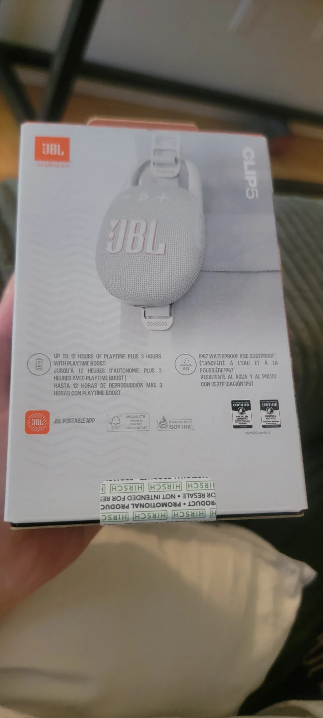 JBL CLIP 5 Portable Waterproof Bluetooth Speaker - White - photo 2