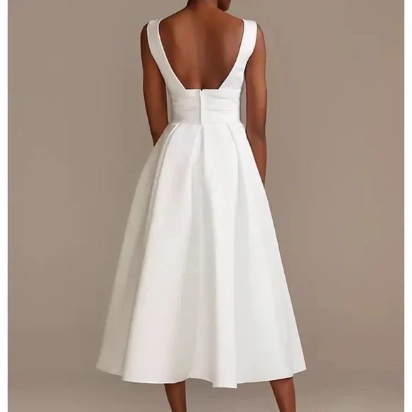 David Bridal's White V-Neck Midi Dress - photo 2