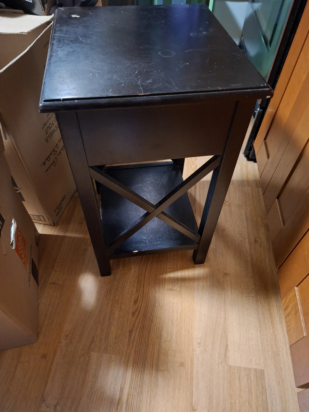Dark brown night stand with Drawer - photo 2