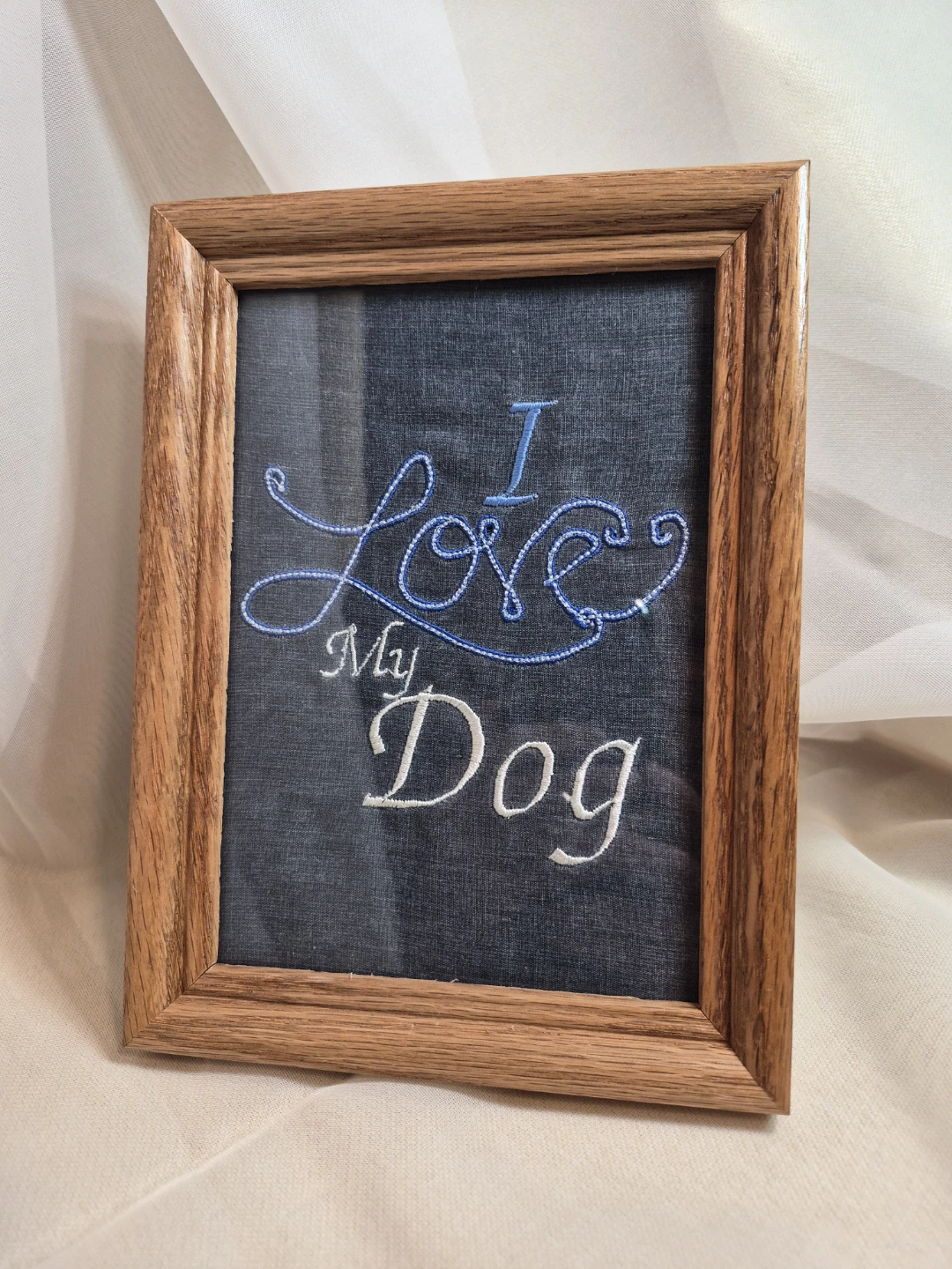 Love My Dog Framed Embroidered 5x7 Wall Decor -