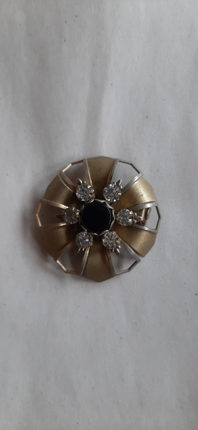 Vintage Floral Brooch with Rhinestones