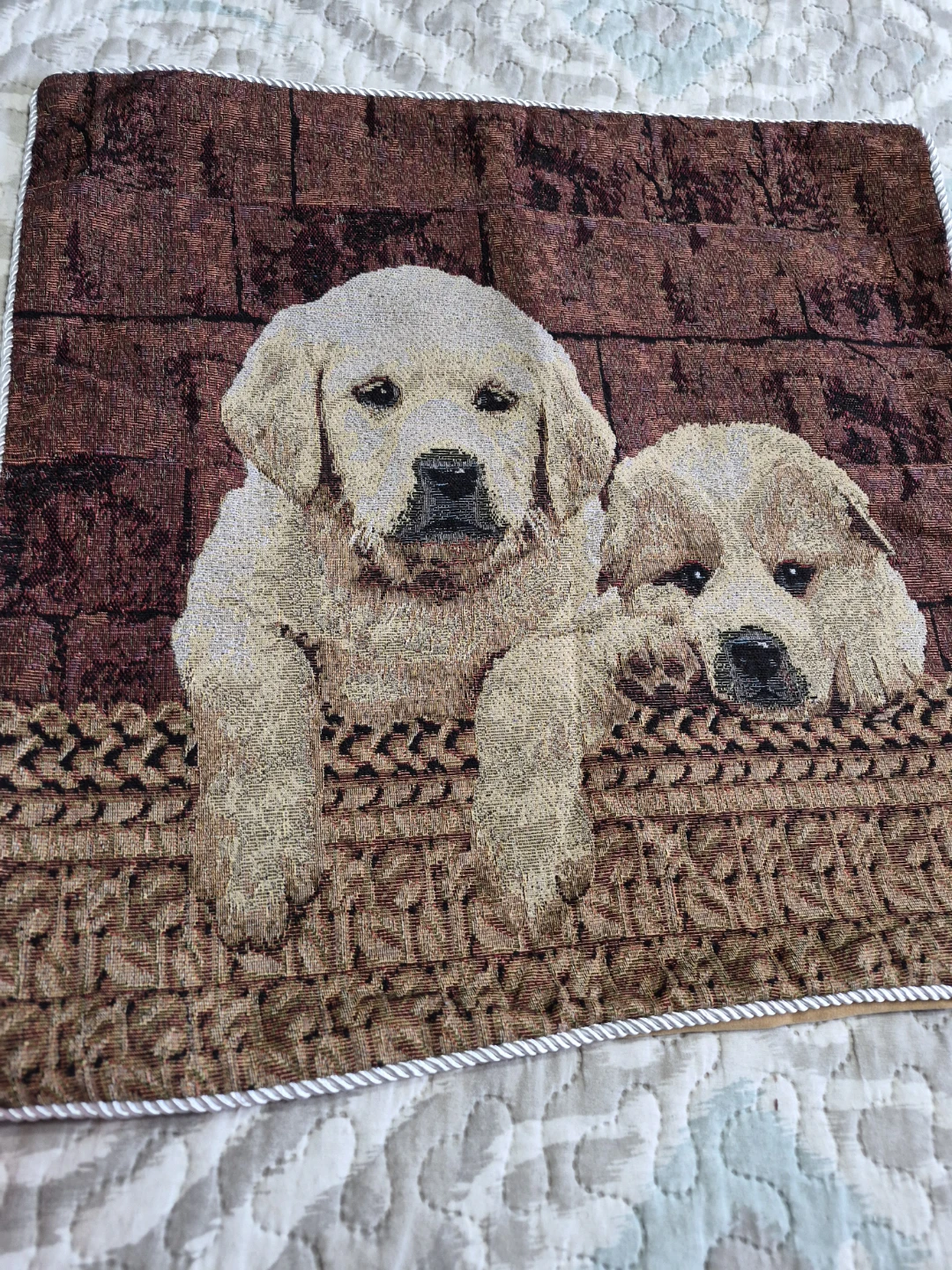So Cute 17" x 17" Puppy Dog Tapestry Pillow Cover - photo 3