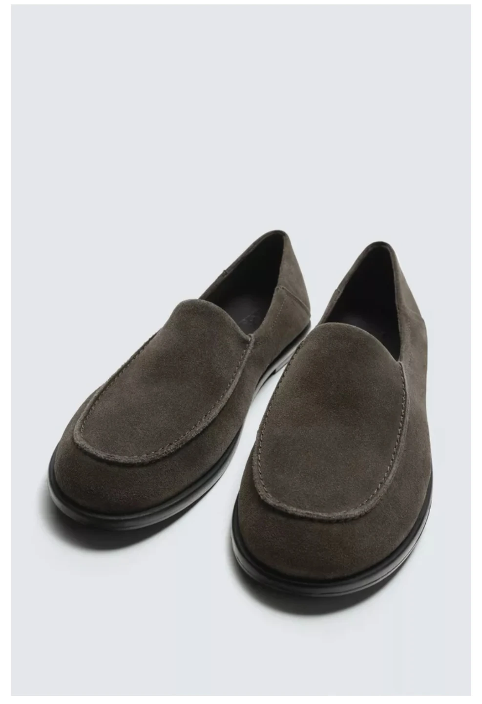Zara Man Taupe Grey Suede Leather Loafers