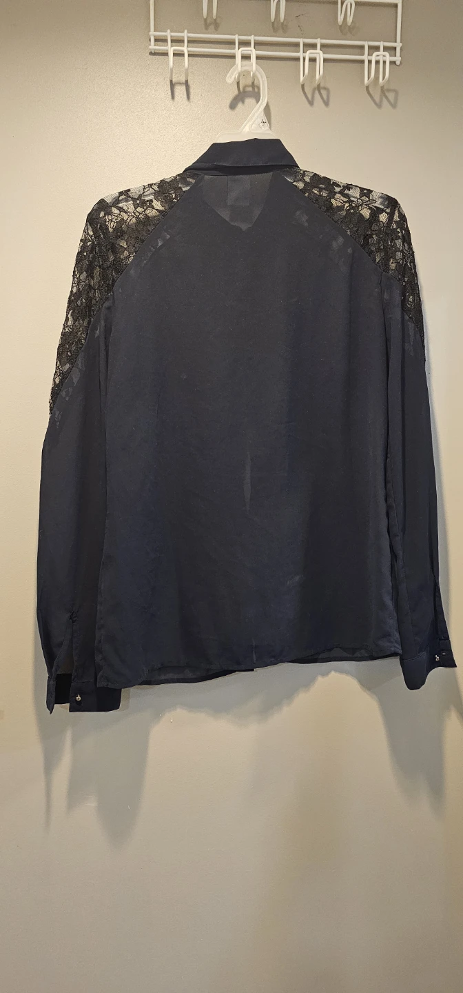Vero Moda Women's Black Lace Shoulder Button-Up Shirt Size S - photo 4
