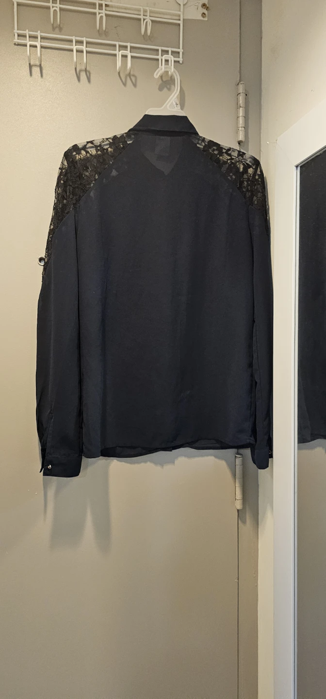 Vero Moda Women's Black Lace Shoulder Button-Up Shirt Size S - photo 5