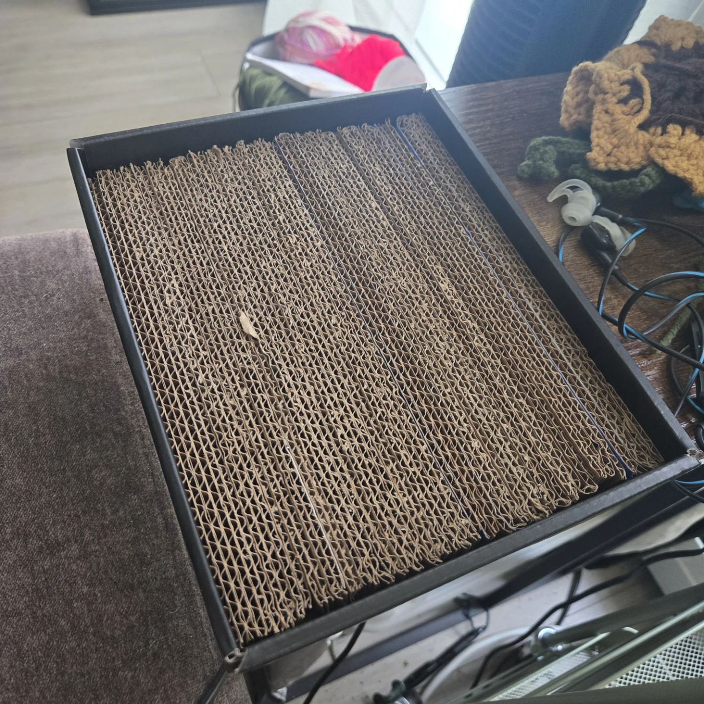 Home made cat scratcher (cardboard)