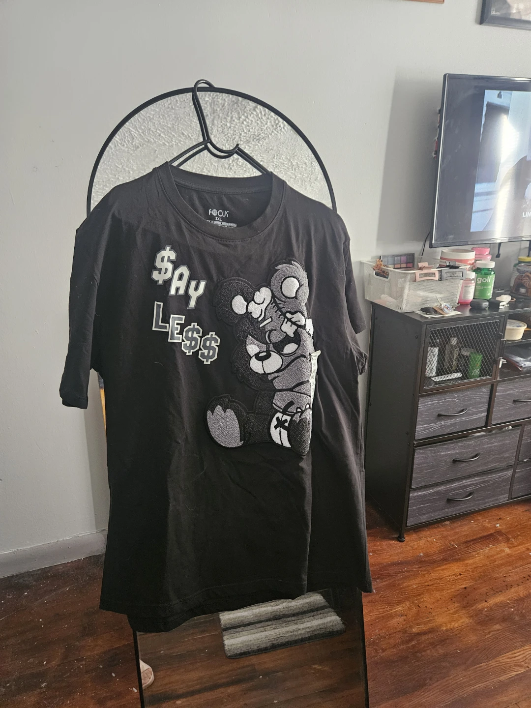 Focus "Say Less" Bear Graphic T-Shirt - Black, 3XL - photo 2