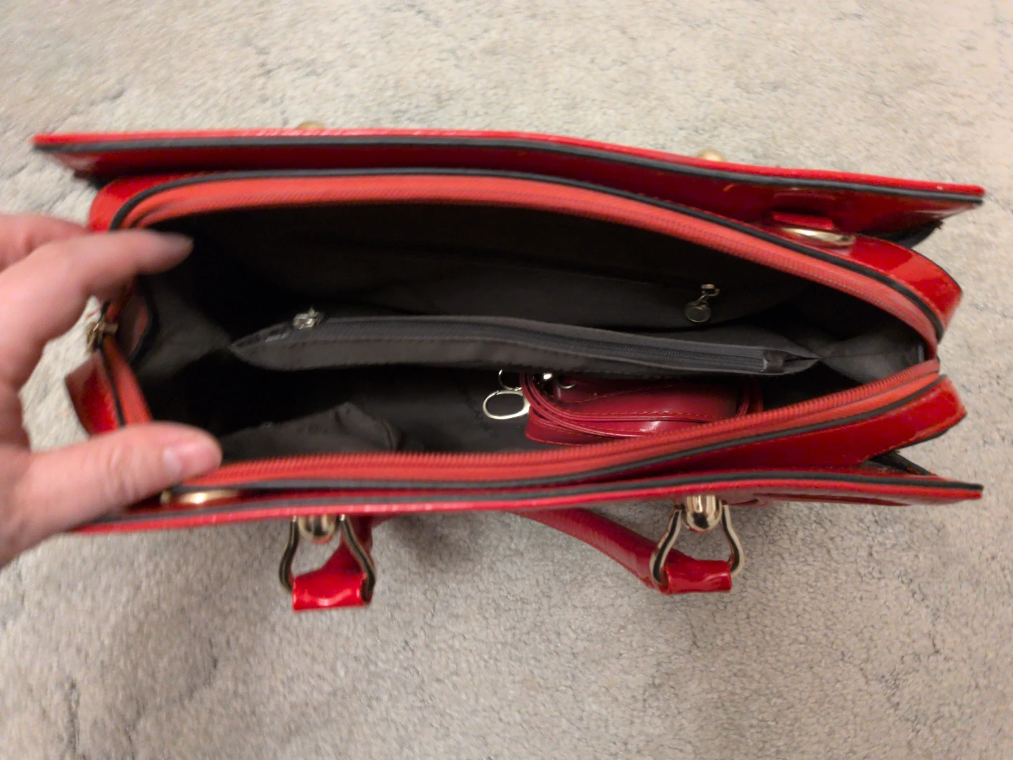 Red Croc-Embossed Handbag - photo 2