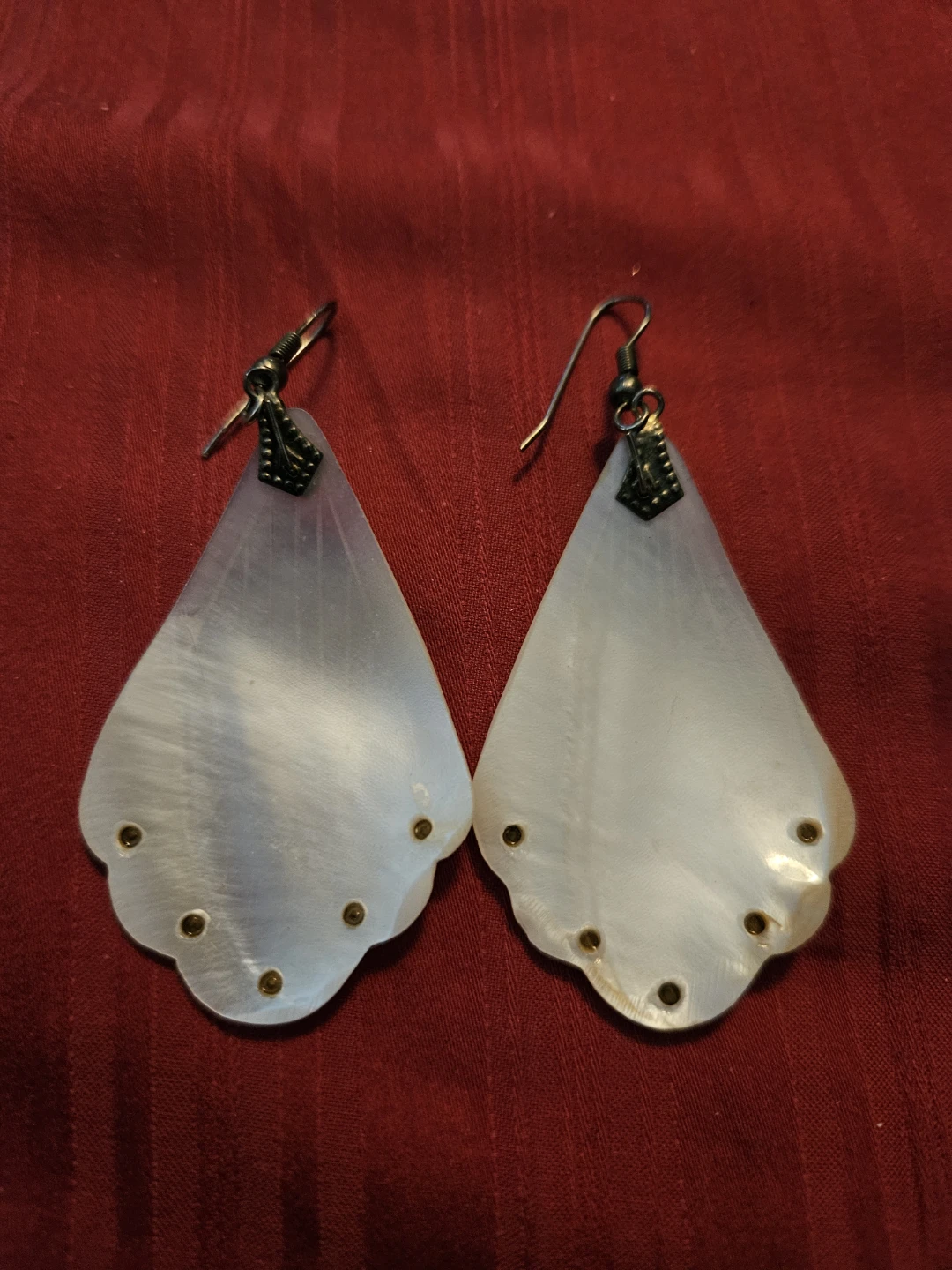 White Shell Fan Earrings with Rhinestones - photo 2