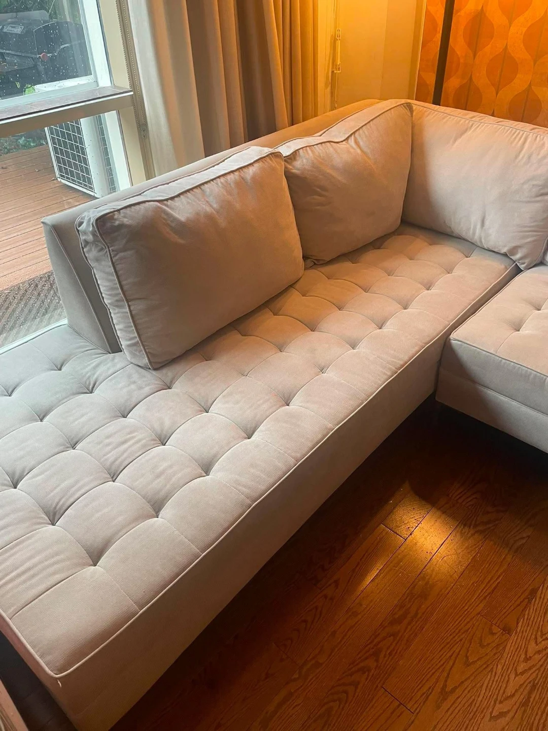 Light Grey Tufted Sectional Sofa