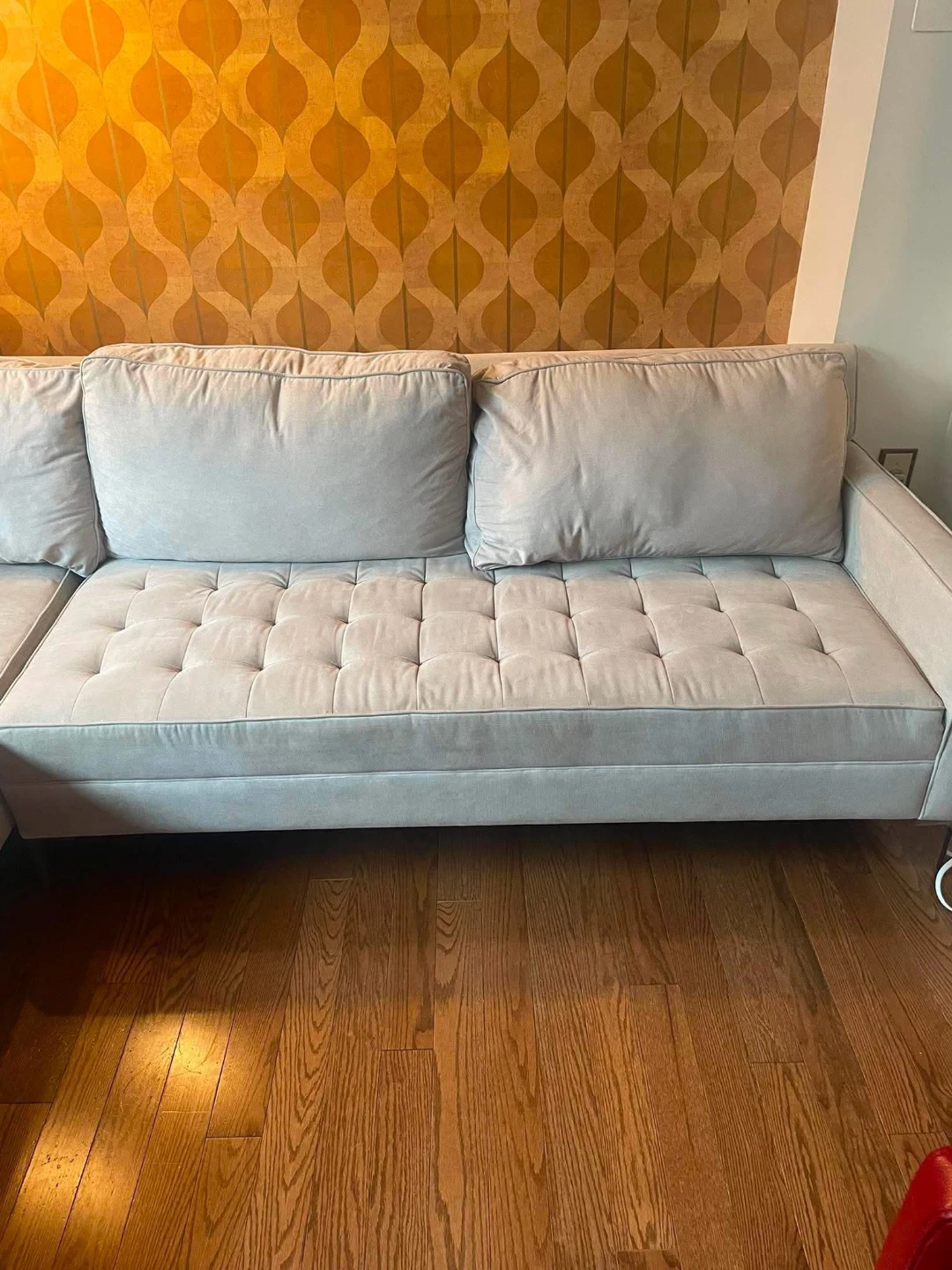 Light Grey Tufted Sectional Sofa - photo 2