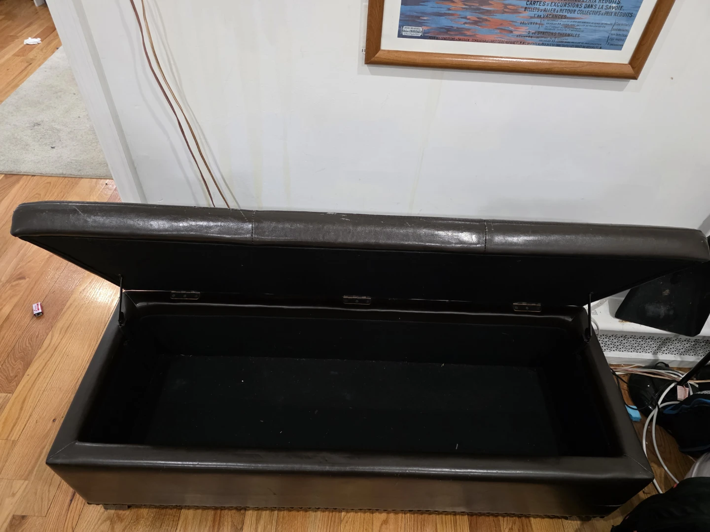 Dark Brown Faux Leather Storage Ottoman Bench - photo 3