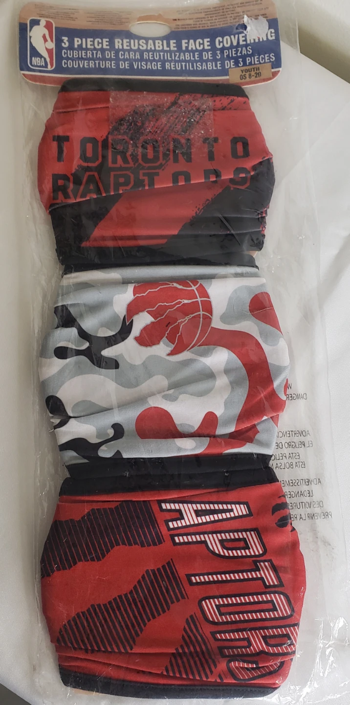 Brand new Toronto Raptors Youth Face Covering 3 Pcs