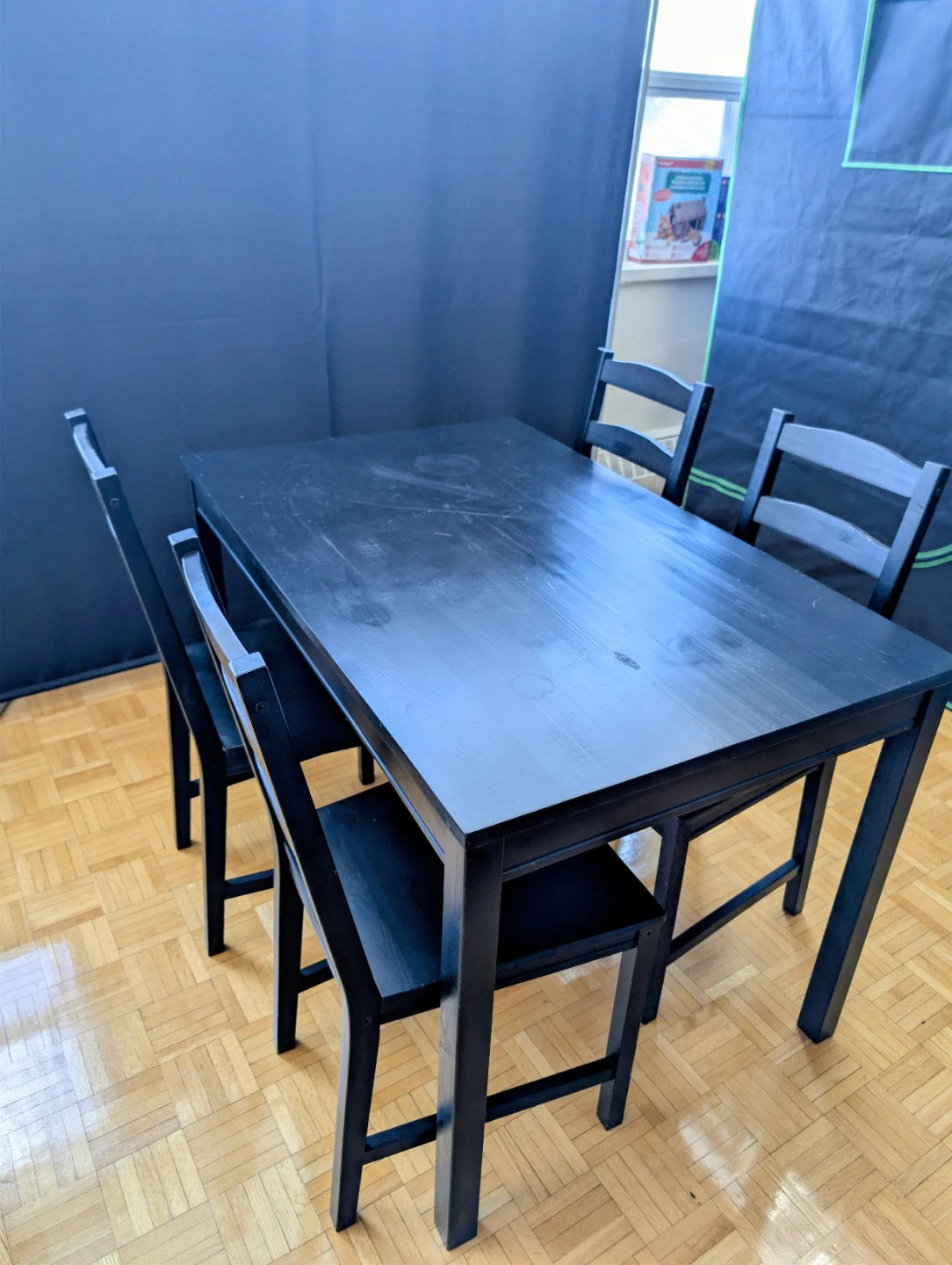 Black Dining Table with 4 Chairs