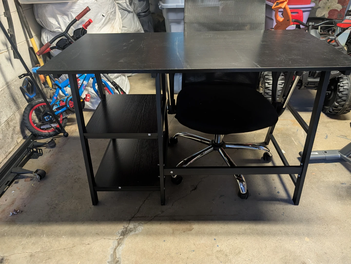 Black Computer Desk with Shelves