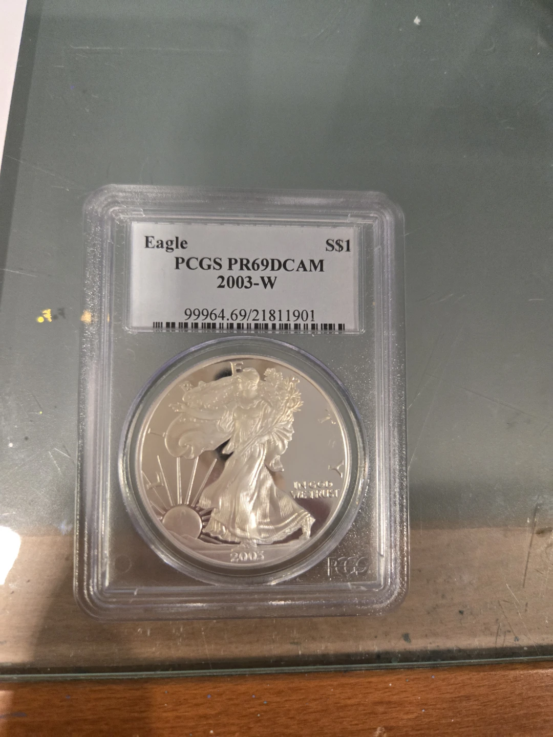 2003-W American Silver Eagle PCGS PR69DCAM Coin