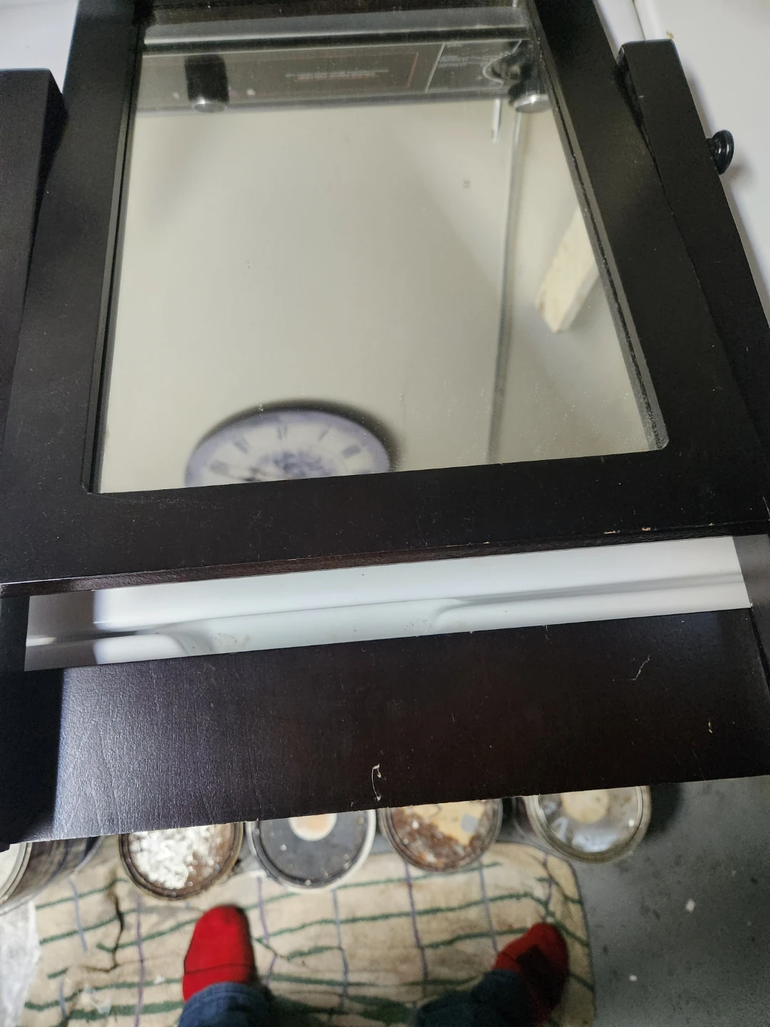 Dark Wood Framed Vanity Mirror
