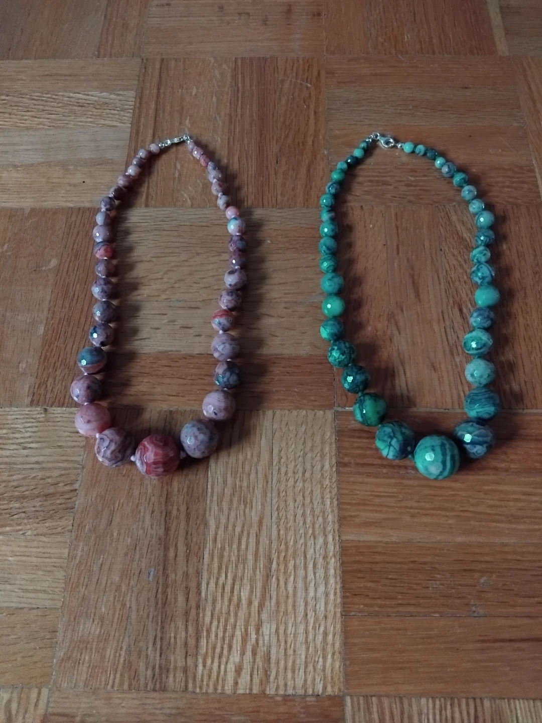 Two unique natural stone bead necklaces