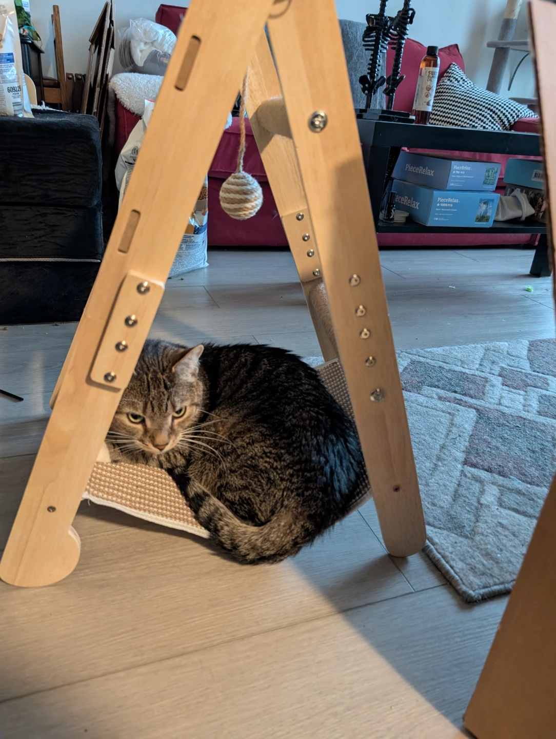 Wooden Cat Tree with Scratching Post - photo 2