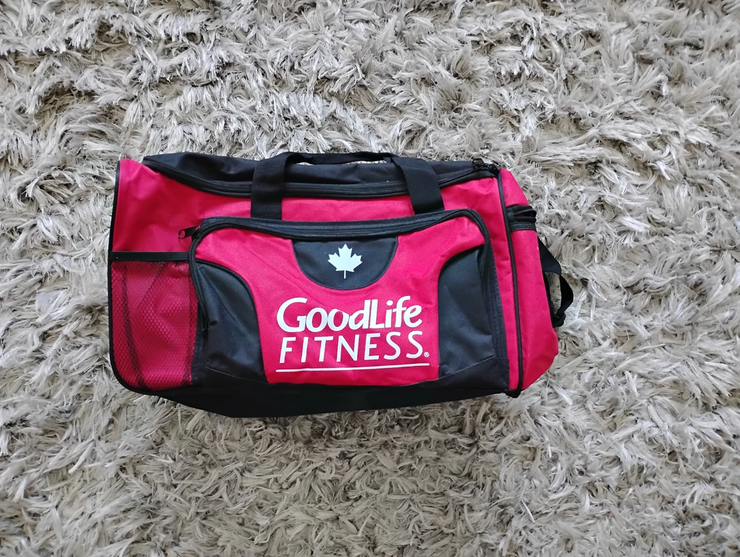 GoodLife Fitness Red and Black Duffel Bag