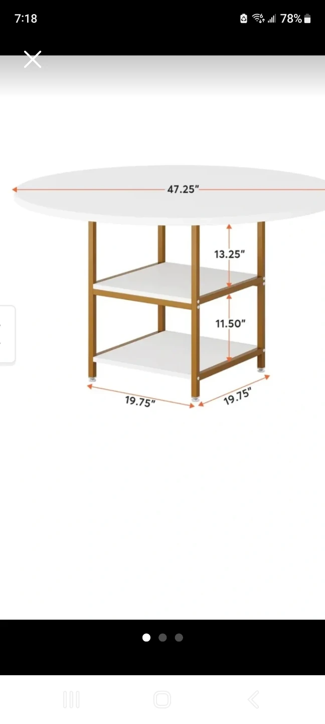 Round White Table with 2-Tier Storage Shelf